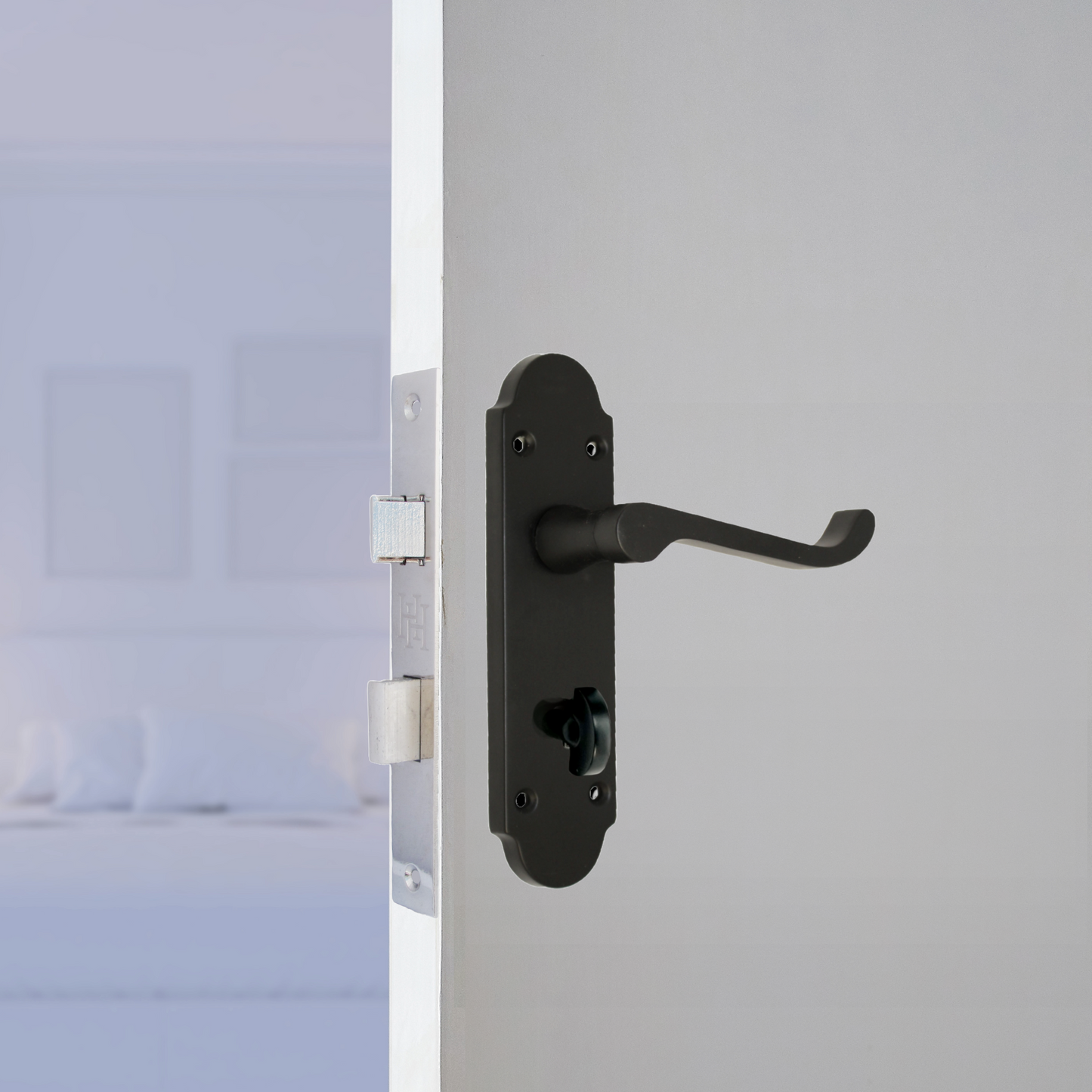 Poignée de porte Epsom pour salle de bain, levier à défilement, noir mat