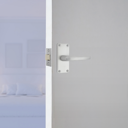 Poignées de porte à levier droites modernes en aluminium, argent satiné