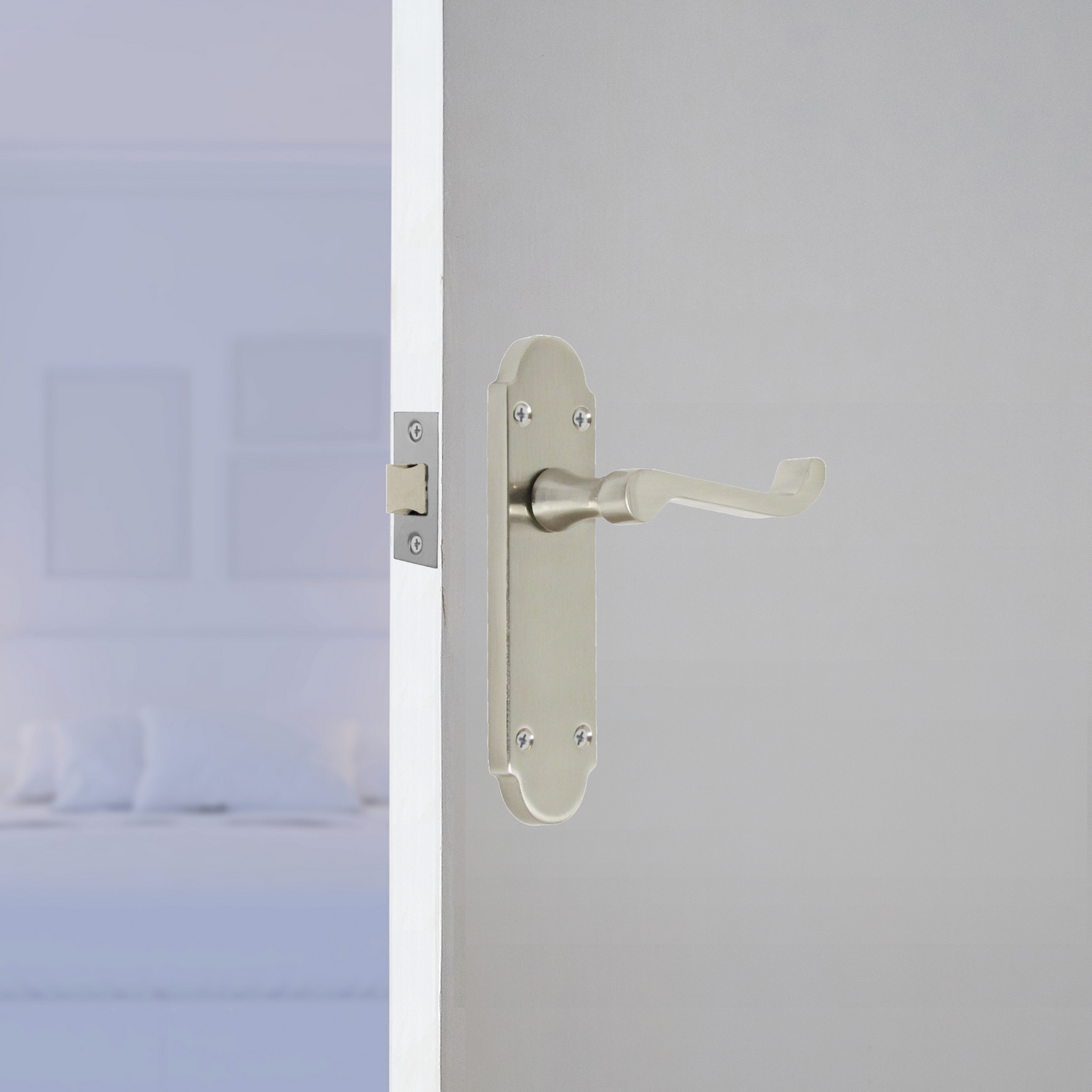 Poignées de porte Epsom à levier à loquet interne et à défilement - Satin