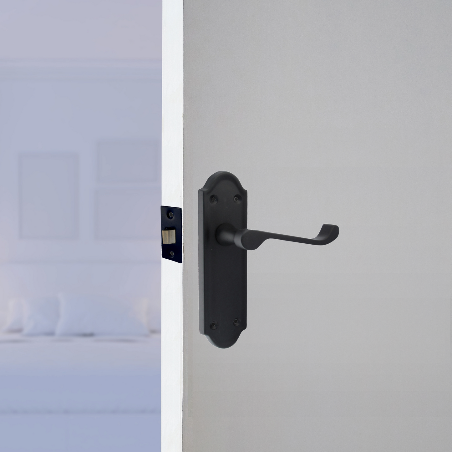 Loquet de poignée de porte Ashford à levier à défilement - Pack de loquets noir mat