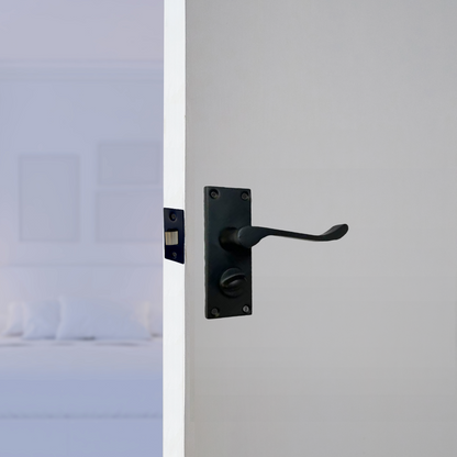 Poignées de porte à levier avec serrure de confidentialité - Noir mat 150 x 40 mm