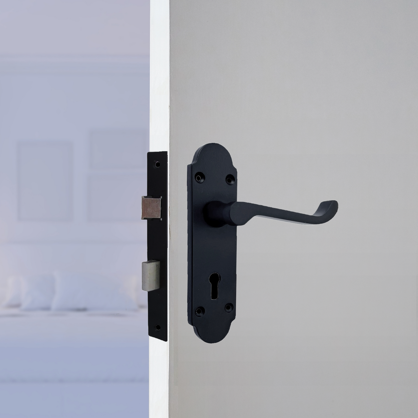 Poignée de porte Epsom à clé et levier de défilement - Pack noir mat