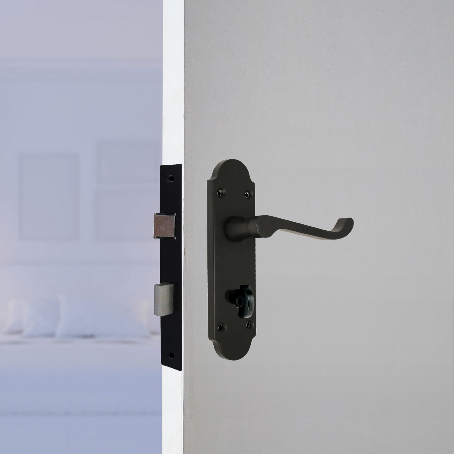 Poignée de porte Epsom pour salle de bain, levier à défilement - Pack noir mat