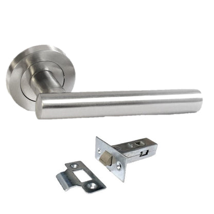 Poignées de porte à levier droit en T sur rosace - PACK - Satin 125 mm