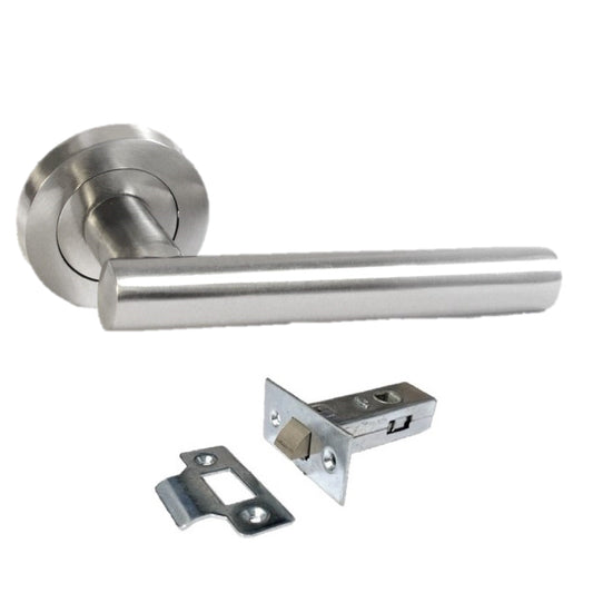 Poignées de porte à levier droit en T sur rosace - PACK - Satin 125 mm