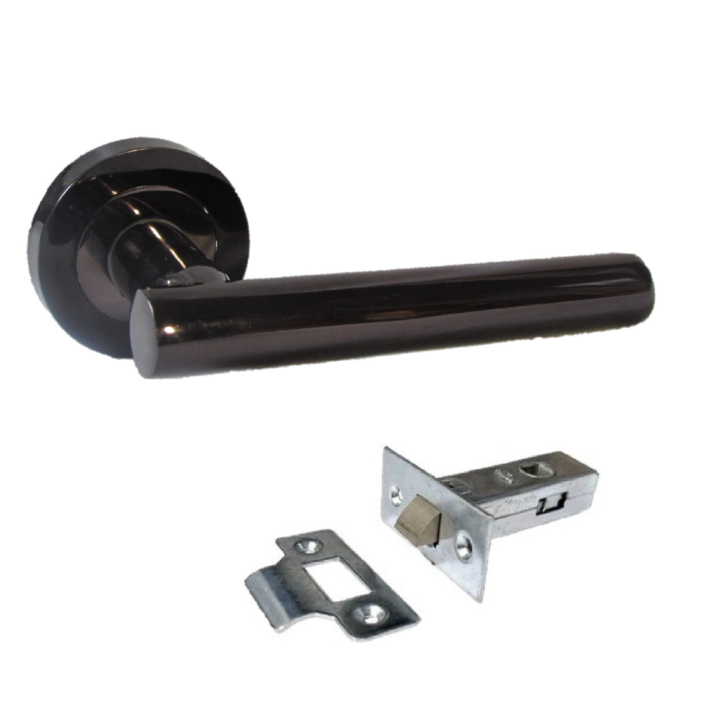 Poignées de porte à levier droit en T sur rosace - Pack nickel noir 125 mm