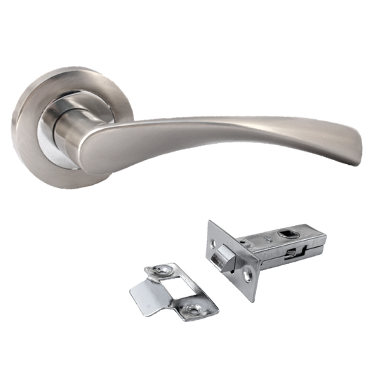 Poignées de porte Astrid à levier tournant sur rosace - Chrome satiné 120 mm