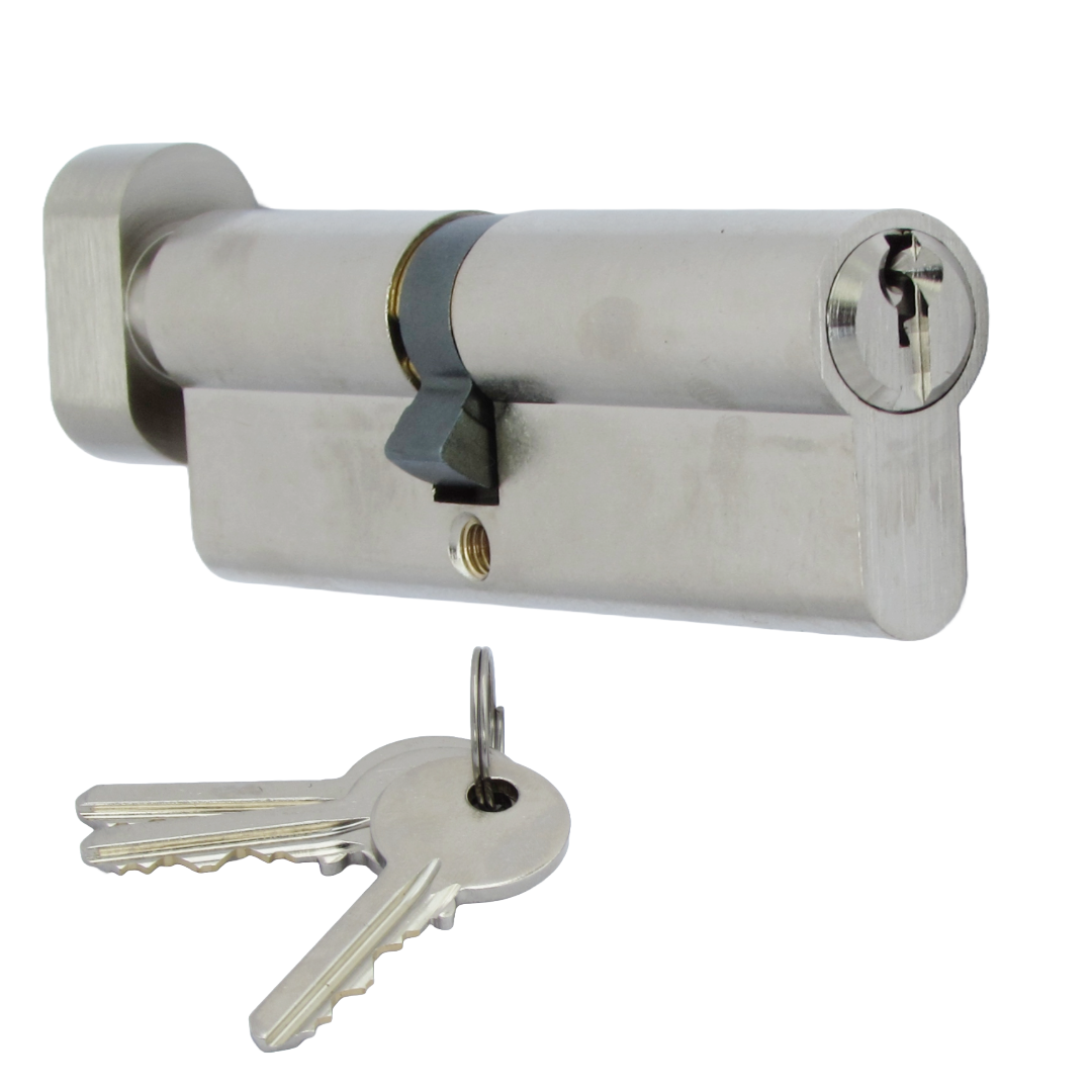Serrure à cylindre européenne Dale nickelée 45T/55 (100 mm)