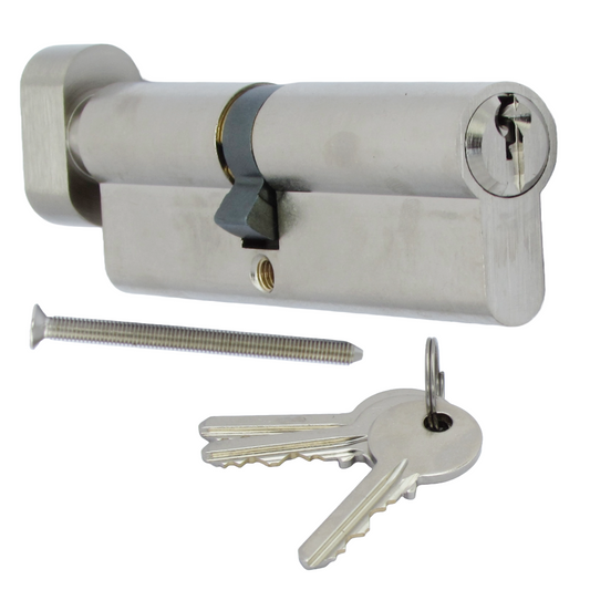 Serrure à cylindre européenne Dale nickelée 45T/55 (100 mm)