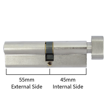 Serrure à cylindre européenne Dale nickelée 45T/55 (100 mm)