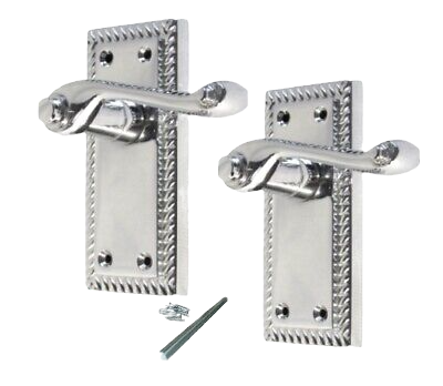 Poignées de porte chromées élégantes à levier géorgien avec bords cordés
