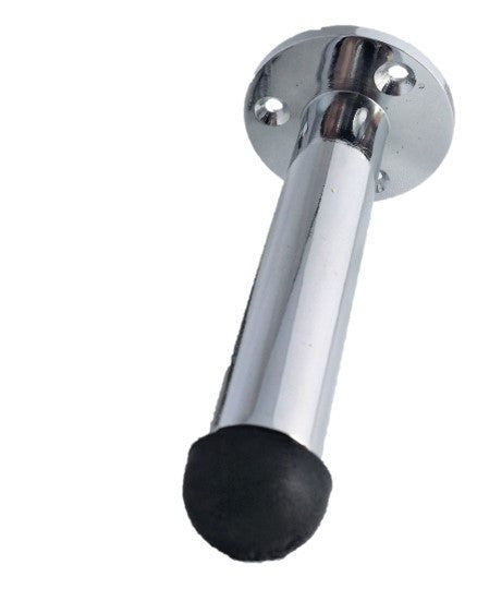 Butée de porte droite et longue en chrome poli pour plinthe murale
