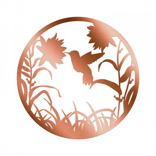 Silhouette de colibri rond en métal en vol, bronze noir