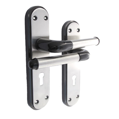 Poignée de porte à levier bicolore en nickel noir et satiné