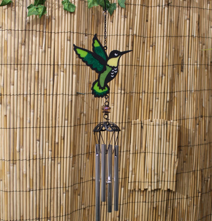 Carillon à vent colibri effet vitrail