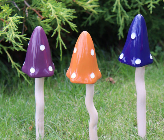 Champignons tintants en céramique à pois colorés (lot de 3)