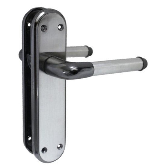 Poignées de porte intérieures noires en nickel satiné, style Marina Delux moderne