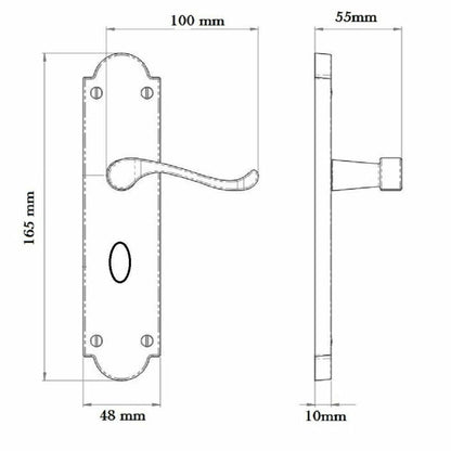 Poignée de porte Ashford pour salle de bain - Pack bain satiné