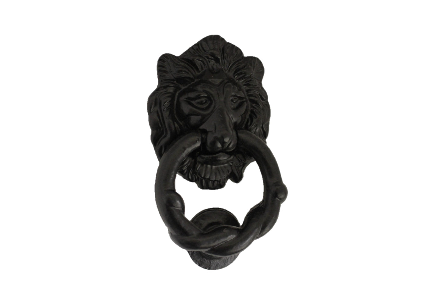Heurtoir de porte antique en forme de tête de lion noir - Fonte noire - Robuste