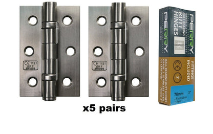 Charnières à billes en acier inoxydable PERRY SATIN 75 mm - Grade 7 - Marquage CE