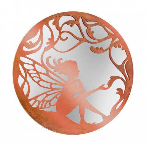 Miroir rond en métal en forme de silhouette de fée - Bronze noir