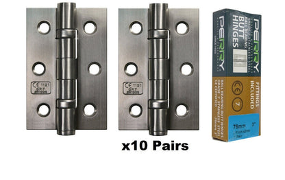 Charnières à billes en acier inoxydable PERRY SATIN 75 mm - Grade 7 - Marquage CE
