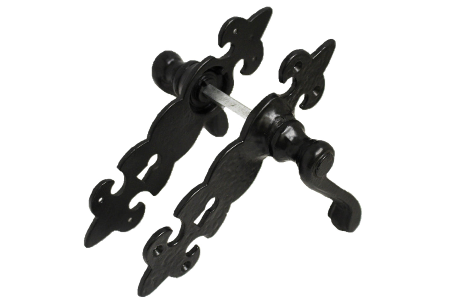 Paire d'assiettes carrées anciennes / Fleur de lys - Noir
