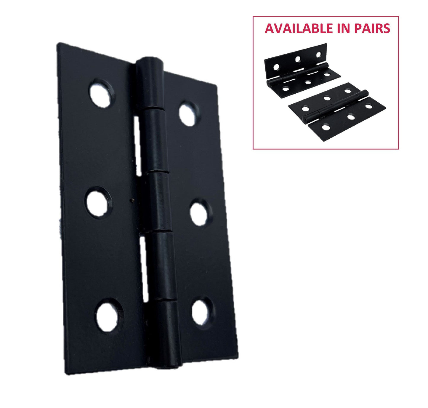 Charnières de porte noires mates de 75 mm (3 po) - Pack multiple