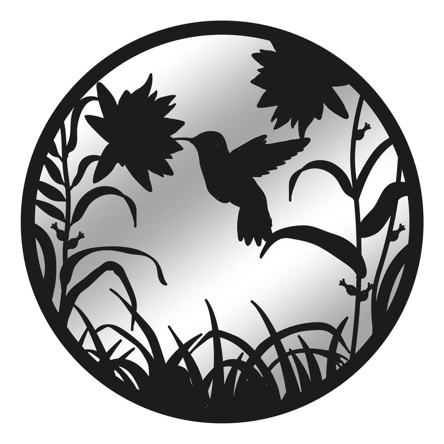 Miroir silhouette de colibri en vol en métal noir