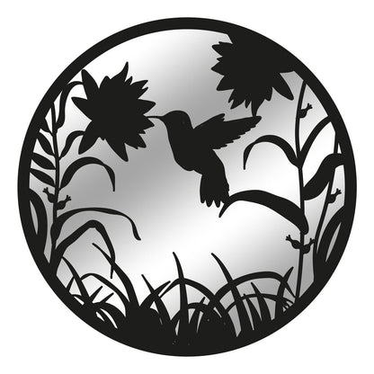 Miroir silhouette de colibri en vol en métal noir
