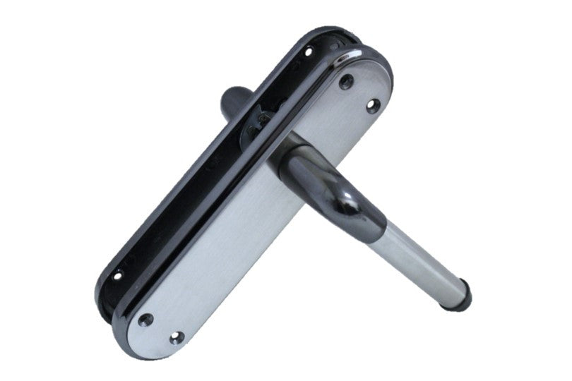 Poignée de porte à levier bicolore en nickel noir et satiné