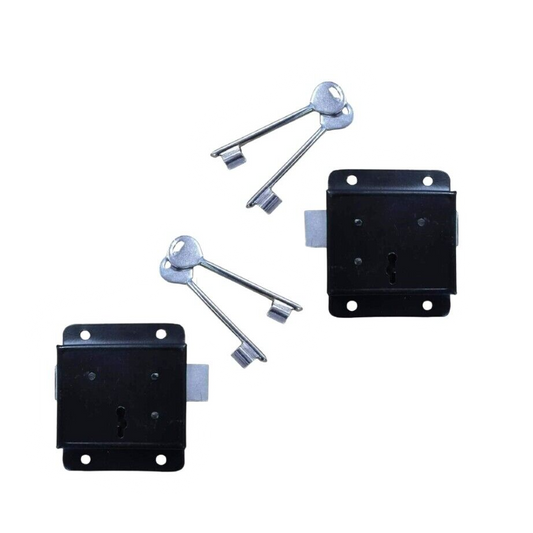 Lot de 2 serrures à pression noires 75 mm 3" - Serrure à fixation frontale pour porte/portail/abri de jardin avec clés