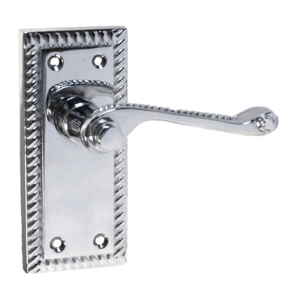Poignées de porte chromées élégantes à levier géorgien avec bords cordés