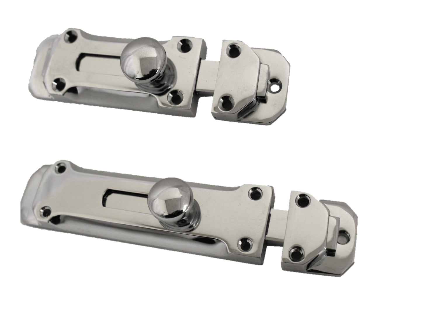 Paire de verrous de porte à pêne plat de 4" et 6" Chromé