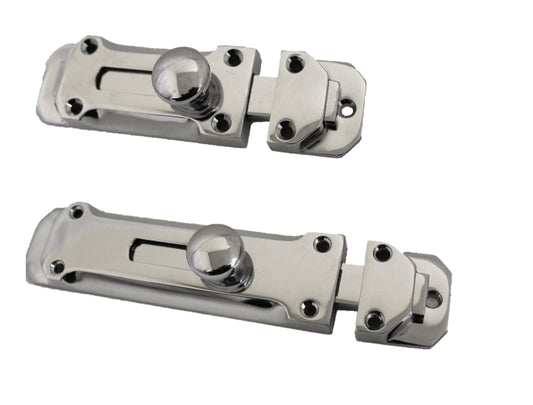 Paire de verrous de porte à pêne plat de 4" et 6" Chromé