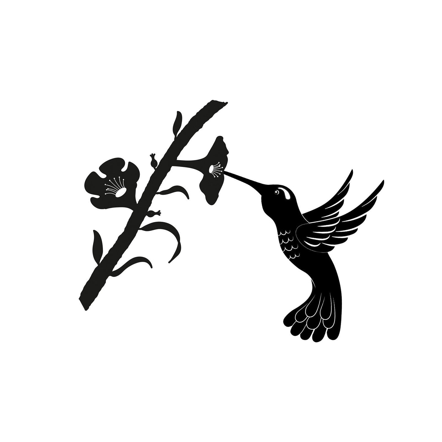 Support de branche en métal noir pour colibri, silhouette, décoration à monter sur un arbre ou une clôture