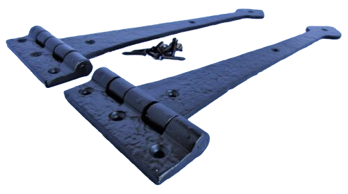 Charnières en T pour portail lourd Tudor en fonte noire de 12 po 305 mm, paire de charnières à tête de lance