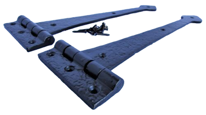 Charnières en T pour portail lourd Tudor en fonte noire de 12 po 305 mm, paire de charnières à tête de lance