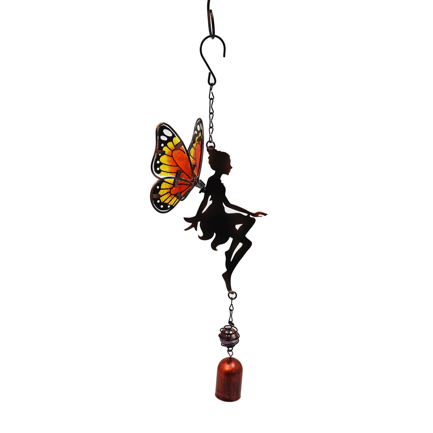 Clochette de fée suspendue orange - Suspension pour arbre à vent, attrape-soleil, boule de cristal