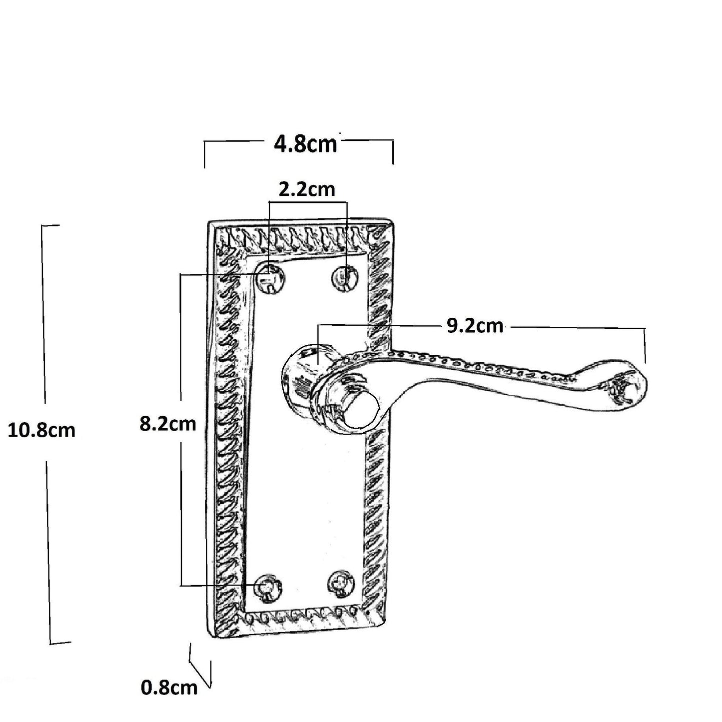 Poignées de porte chromées élégantes de style géorgien, loquet à levier, poignée de porte à bord cordé