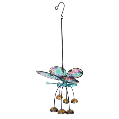 Papillon fantaisie à ailes de verre et clochettes - Bleu