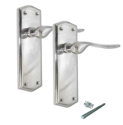Poignées de porte stellaires en chrome poli sur plaque arrière, serrure à loquet, poignées de salle de bain