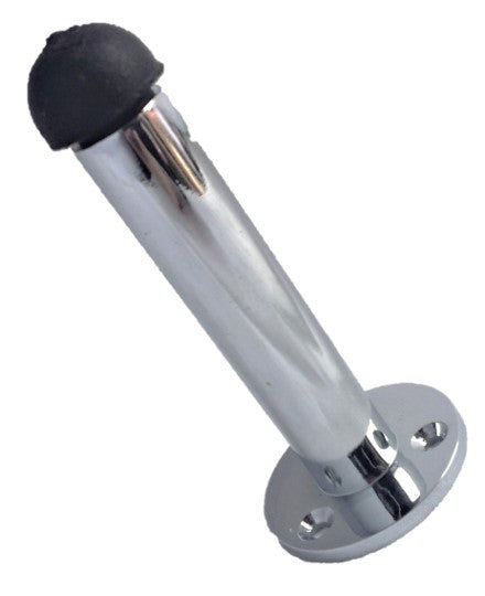 Butée de porte droite et longue en chrome poli pour plinthe murale