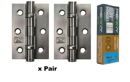 Charnières à billes en acier inoxydable PERRY SATIN 75 mm - Grade 7 - Marquage CE