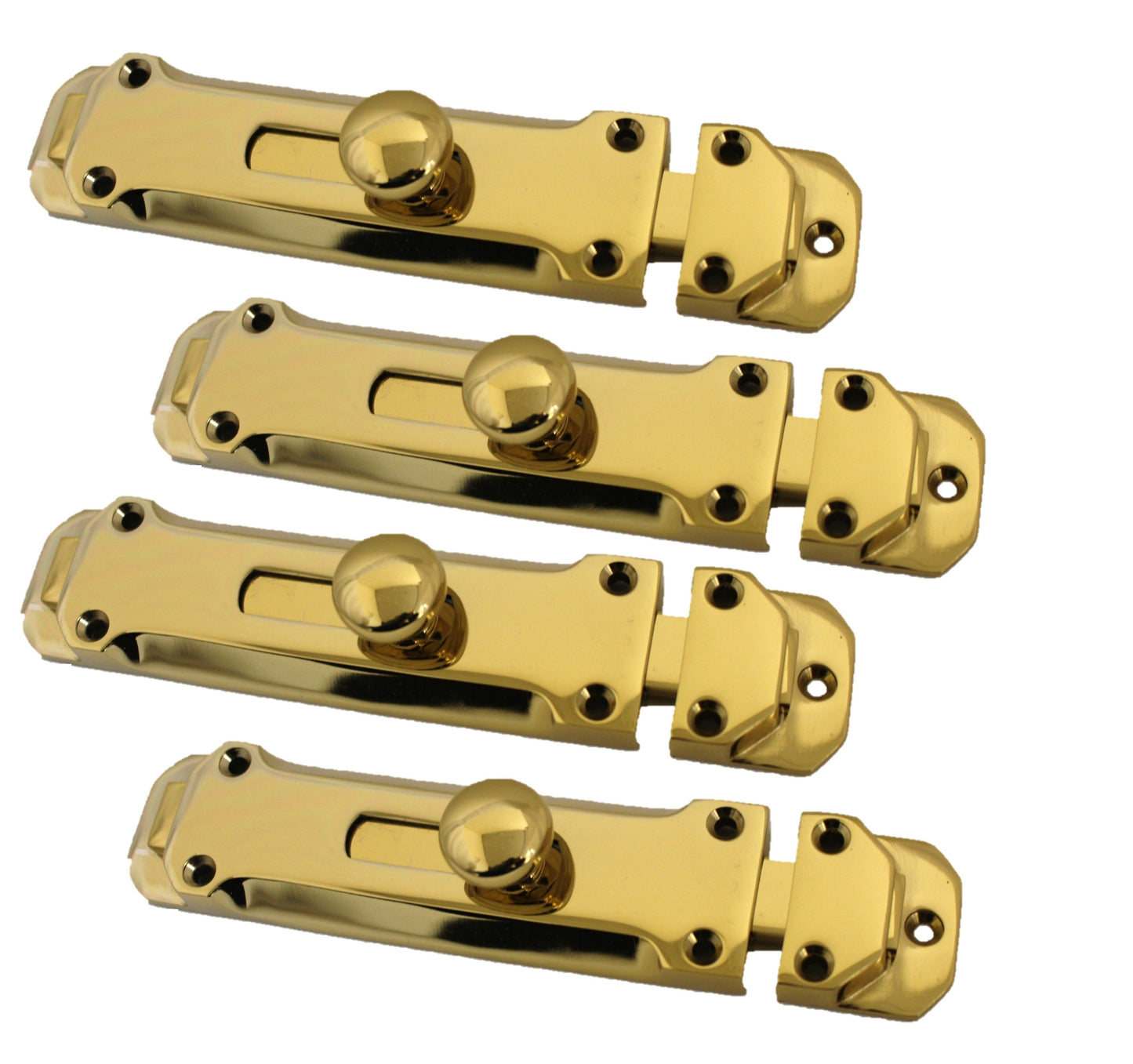 Paire de verrous de porte à pêne plat en laiton de 4" et 6"