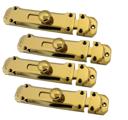 Paire de verrous de porte à pêne plat en laiton de 4" et 6"