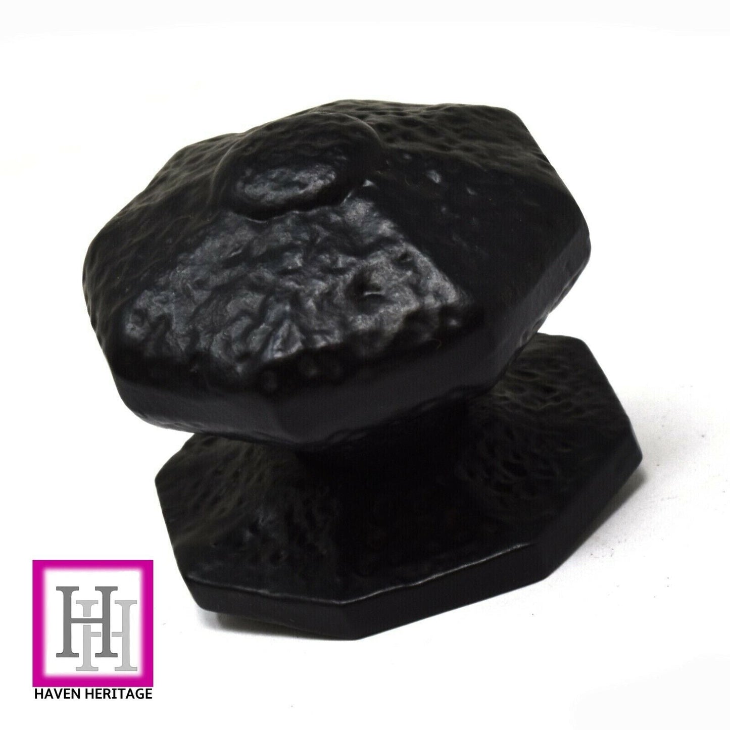Bouton de porte central octogonal en fonte noire antique de qualité supérieure, avec ferrures