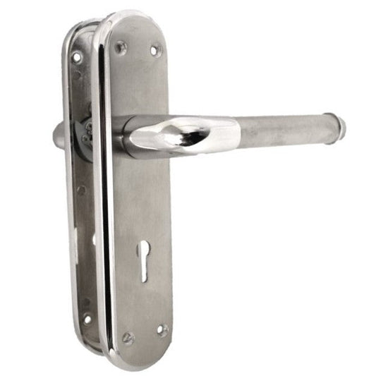 Poignées de porte intérieures chromées satinées bicolores à levier LOCK Marina Deluxe Modern