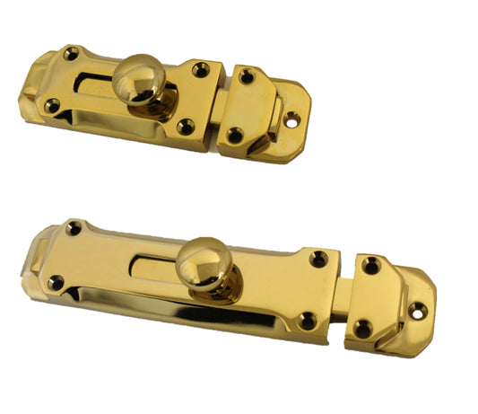 Paire de verrous de porte à pêne plat en laiton de 4" et 6"