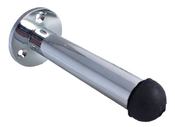 Butée de porte droite et longue en chrome poli pour plinthe murale